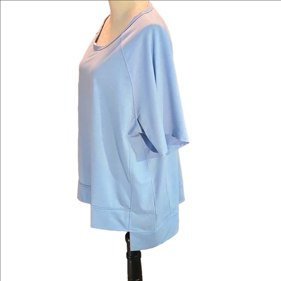 Dressin Sky Blue Soft Top Short Sleeve Hi-Lo Hem Boatneck Women Size XL - Picture 3 of 14